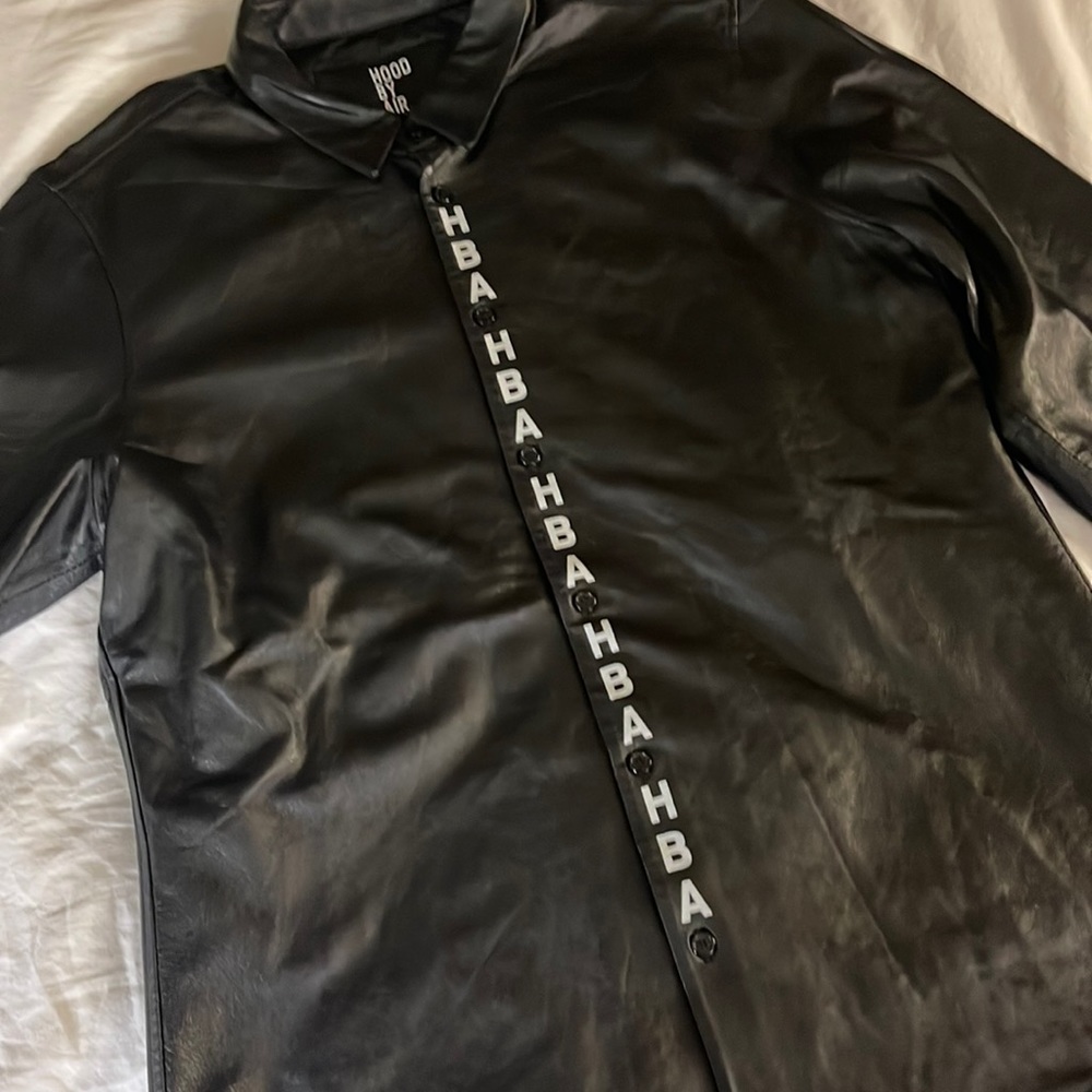 HOOD BY AIR LAMBSKIN COMPASS BUTTON UP